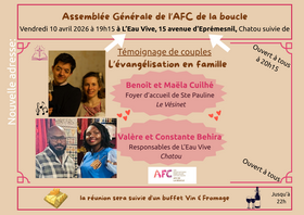 Invitation à l&rsquo;Assemblée Générale, Vendredi 10 avril à 19h15 à Chatou