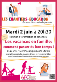 Réunion chantier éducation le 2 juin
